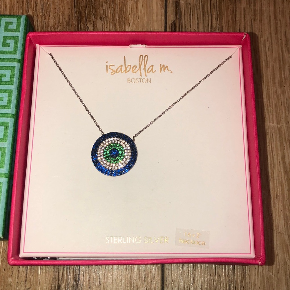 Evil eye sterling silver necklace with crystals